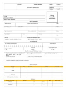 formato de solicitud de empleo