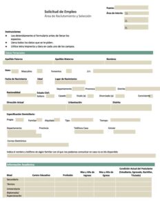 solicitud de empleo para imprimir home