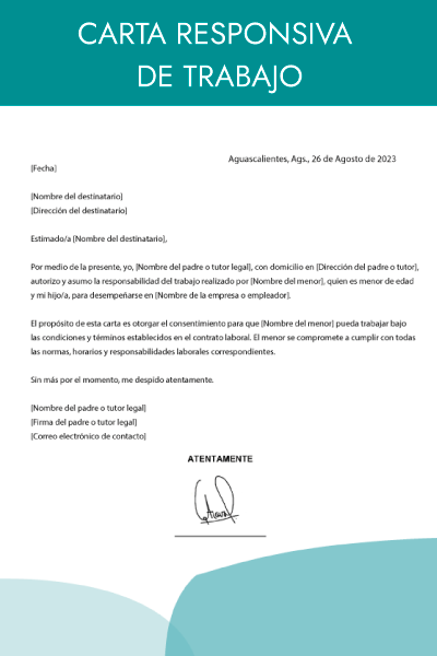carta responsiva de trabajo